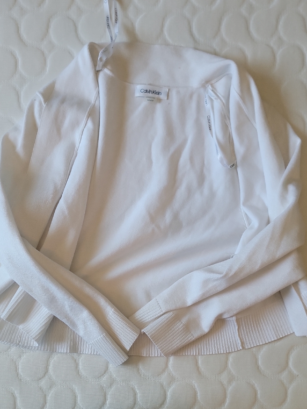 Calvin Klein White Open-Front Lightweight Cardigan